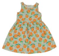 Svetlozelené kvetované bavlnené šaty s pomeranči H&M