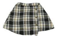 Čierno-sivo-hnedá kockovaná zavinovací sukňa Shein