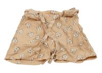 Ružové plátenné kraťasy s králikmi a opaskom