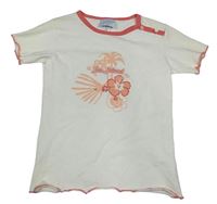Smotanové tričko s palmou a květem