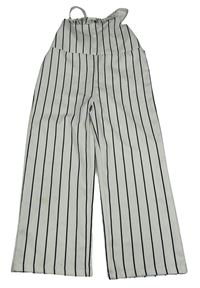 Bielo-čierny pruhovaný culottes overal s volánem