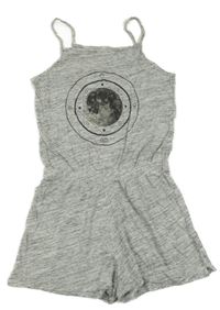 Šedý melírovaný bavlněný kraťasový overal s Měsícem H&M
