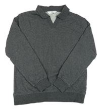 Tmavosivá melírovaná mikina s golierikom H&M