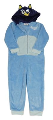 Modro-tmavomodrá chlupatá kombinéza s kapucí - Bluey Primark