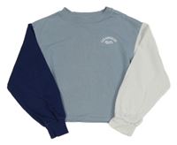 Modro-biela oversize mikina s nápisom H&M