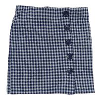 Tmavomodro-modrá vzorovaná sukňa s gombíkmi George