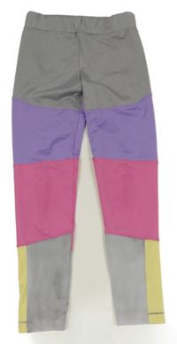 Sivo-fialovo-ružovo-žlté športové legíny zn. Matalan