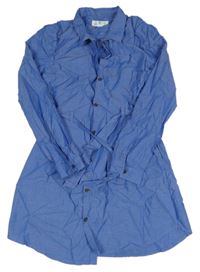 Modré propínací košilové šaty s páskem H&M