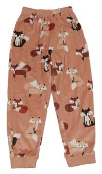 Starorůžové plyšové pyžamové kalhoty s liškami Topolino