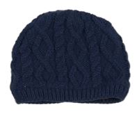 Tmavomodrá vzorovaná podšitá pletená čapica George