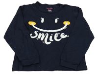 Tmavomodré pyžamové triko se smajlíkem 