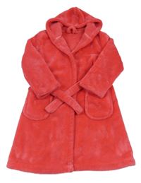 Růžový chlupatý župan s kapucí George