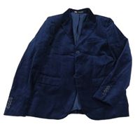 Tmavomodré sametové společenské sako Zara