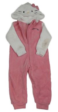 Ružovo-biela chlpatá kombinéza s kapucí - Hello Kitty Primark