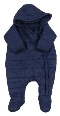 Tmavomodrá šusťáková zimní kombinéza s kapucí St. Bernard