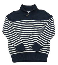 Tmavomodro-biely pruhovaný sveter C&A