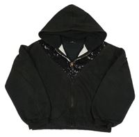 Čierna crop prepínaci mikina s flitrami a kapucňou George