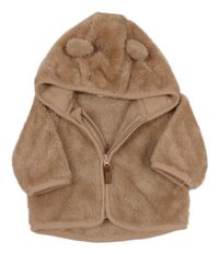 Starorůžová chlupatá propínací mikina s kapucí H&M