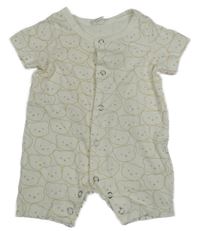 Biely vzorovaný kraťasový overal s medveďmi shein