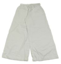 Biele široké ľanové nohavice H&M