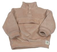 Svetloružová rebrovaná plyšová zateplená mikina George