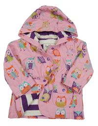 Růžová nepromokavá bunda se sovami a kapucí 
