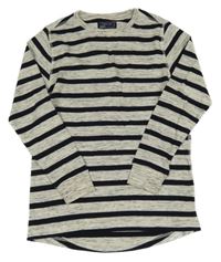 Sivo-čierne pruhované rebrované tričko Next