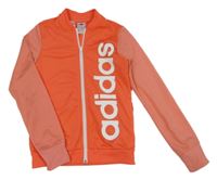 Oranžová sportovní funkční propínací mikina s logem Adidas