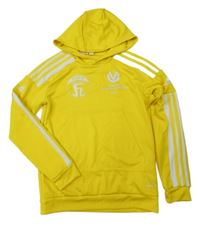 Žlutá sportovní mikina s nápisem a kapucí Adidas