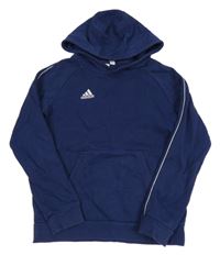 Tmavomodrá mikina s logem a kapucí Adidas