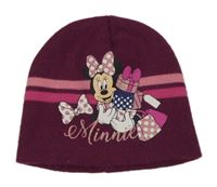 Tmavoružová pletená čapica s Minnie