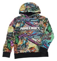 Barevná vzorovaná mikina s Minecraft a kapucí Next