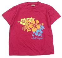 Tmavoružové tričko s kvetmi