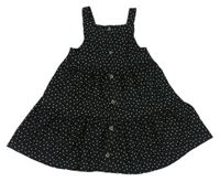 Čierne bodkovaná é šaty s gombíkmi Primark
