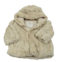 Béžový kožešinový podšitý kabátek s kapucňou Primark