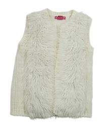 Biela svetrová vesta s kožešinovým prvkem Yd.