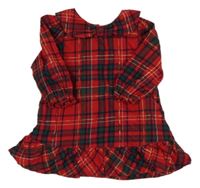 Červeno-zeleno-zlaté kostkované šaty s límečkem Next