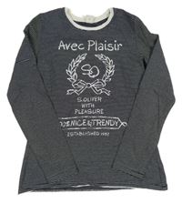 Černo-bílé pruhované triko s nápisy S. Oliver