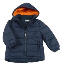 Tmavomodrá šusťáková zimní bunda s kapucí H&M