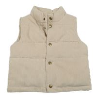 Béžová rebrovaná zamatová zateplená vesta Dunnes Stores