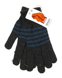 Nové - Tmavošedo-modré prstové pletené rukavice s pruhmi