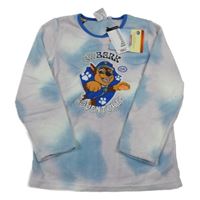 Nové - Modro-bílo-růžové batikované fleecové pyžamové triko - Tlapková Patrola Nickelodeon