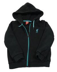 Černo-tyrkysová propínací mikina s kapucí - L.F.C