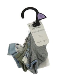 Nové - 5set - 5x šedo-modro-zeleno-bílé vzorované ponožky F&F