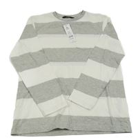 Nové - Bielo-sivé pruhované tričko George