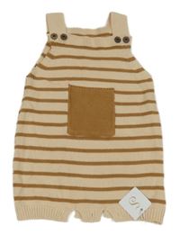 Nové - Béžovo-hnědé pruhované pletené laclové kraťasy 