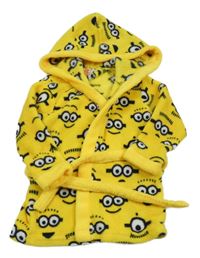 Žlutý plyšový župan s mimoni a kapucí 