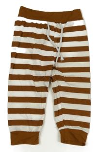 Bielo-hnedé pruhované tepláky