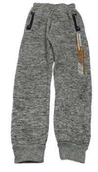 Šedé melírované tepláky s nápisy