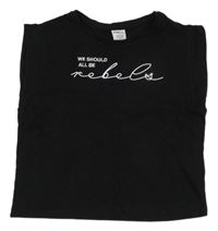 Čierne crop tričko s nápisom Page one young